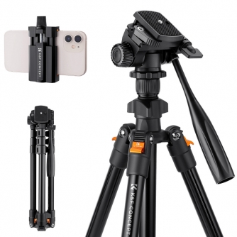 Video statīvi - K&F Concept K234A0 video tripod with 3D head and phone holder - ātri pasūtīt no ražotāja