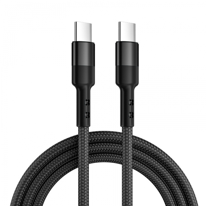 Kabeļi - Caruba USB C to USB C 60W Cable 1 Meter Black USBC 1MB - ātri pasūtīt no ražotāja