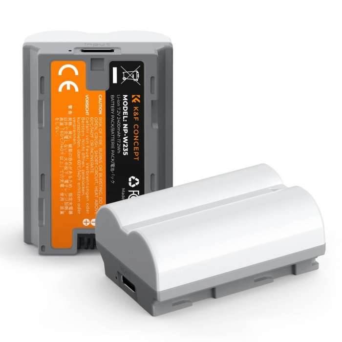 Gold Mount аккумуляторы - K&F NP-W235 2400mAh, Type C Mount Direct Camera Battery, *2pc KF28.0025S1 - быстрый заказ от производи