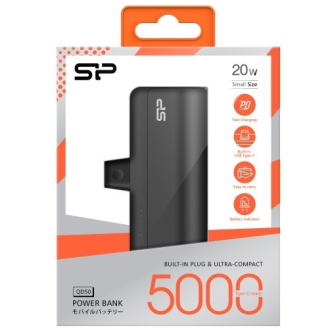 Power Banks - Silicon Power power bank QD50 5000mAh, black SP5K0MAPBKQD500K - быстрый заказ от производителя