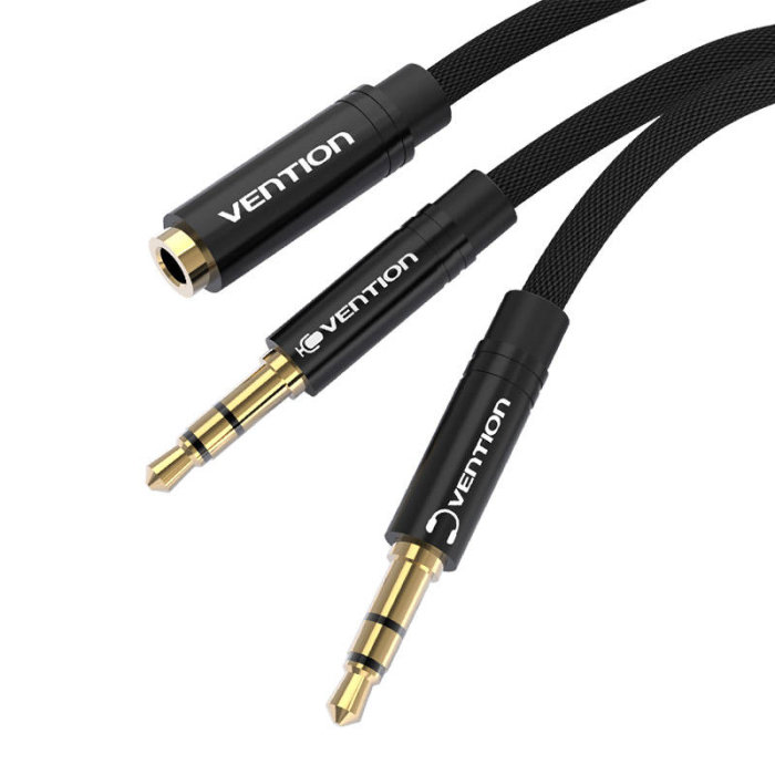 CableAudio35mmfemaleto2x35mmmaleVentionBBLBF1m(black)BBLBF