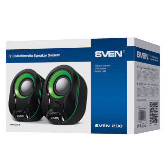 Vairs neražo - Speakers SVEN 290, 5W USB (black-green) SV-015657