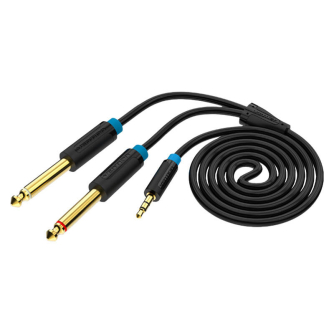 Аудио кабели, адаптеры - Audio Cable 3.5mm TRS to 2x 6.35mm Vention BACBF 1m (black) BACBF - быстрый заказ от производителя