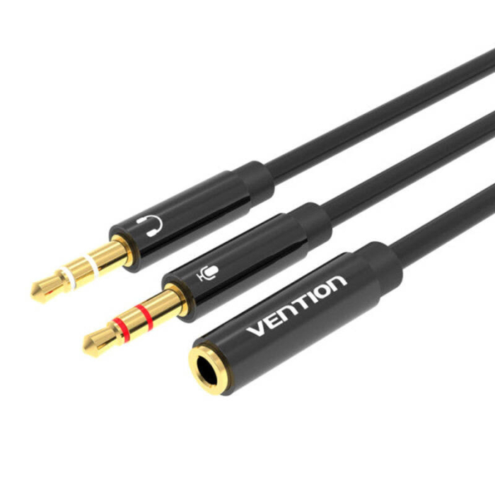 Аудио кабели, адаптеры - Cable Audio 2x 3.5mm Male to 4-Pole Female 3.5mm Vention BBTBY 0.3m Black BBTBY - быстрый заказ от прои