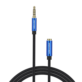 Аудио кабели, адаптеры - Cable Audio TRRS 3.5mm Male to 3.5mm Female Vention BHCLF 1m Blue BHCLF - быстрый заказ от производител