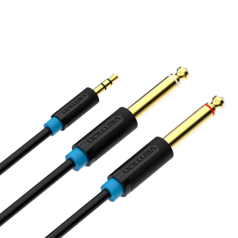 Аудио кабели, адаптеры - Audio Cable TRS 3.5mm to 2x 6.35mm Vention BACBJ 5m Black BACBJ - быстрый заказ от производителя