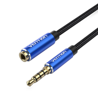 Аудио кабели, адаптеры - Cable Audio TRRS 3.5mm Male to 3.5mm Female Vention BHCLI 3m Blue BHCLI - быстрый заказ от производител