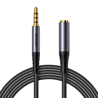 Audio vadi, adapteri - Joyroom SY-A09 AUX extension cable 3.5mm mini jack female to 3.5mm mini jack male, braided, 1.2m (black) SY-A09 - ātri pasūtīt no ražotāja