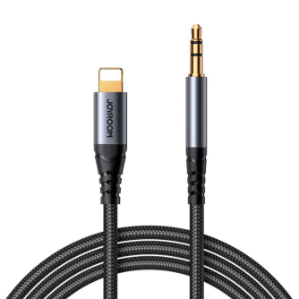 Audio vadi, adapteri - Audio Cable Lightning to 3,5mm AUX Joyroom SY-A06, 1.2m (black) SY-A06 - ātri pasūtīt no ražotāja