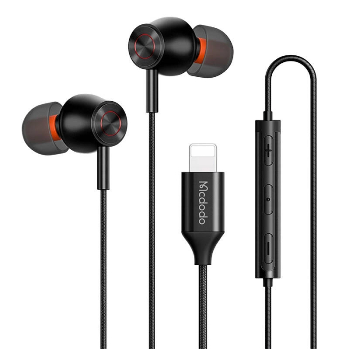 Austiņas - Wired earphones Mcdodo HP-3480, lightning (black) HP-3480 - ātri pasūtīt no ražotāja