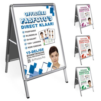 Printeri un piederumi - Benel Photo Sidewalk Sign A1 incl. Passport Photo Poster on 2 Sides - 59.4 x 84 cm - ātri pasūtīt no ražotāja