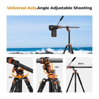 Video Tripods - K&F Concept T254A7 video tripod with FH-03 head KF09.137 - quick order from manufacturer