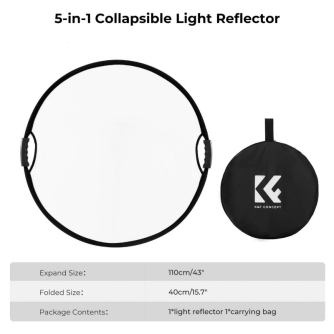 Saliekamie atstarotāji - K&F 5-In-1 Circular Reflector Kit -60cm - ātri pasūtīt no ražotāja