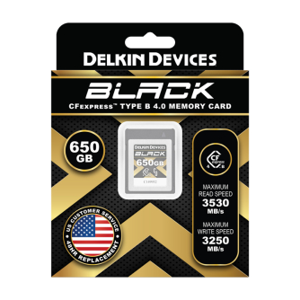 Atmiņas kartes - DELKIN CFEXPRESS BLACK R3530/W3250 (4.0) 650GB DCFX4B650 - ātri pasūtīt no ražotāja