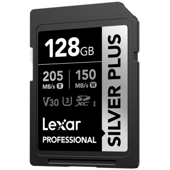 Atmiņas kartes - LEXAR SDXC PROFESSIONAL SILVER PLUS UHS-I/U3/A2/4K R205/W150 (V30) 128GB LSDSIPL128G-BNNNG - ātri pasūtīt no ražotāja