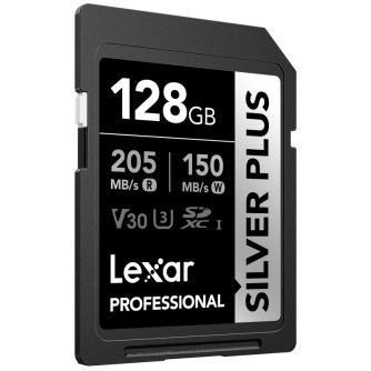 Memory Cards - LEXAR SDXC PROFESSIONAL SILVER PLUS UHS-I/U3/A2/4K R205/W150 (V30) 128GB LSDSIPL128G-BNNNG - quick order from manufacturer