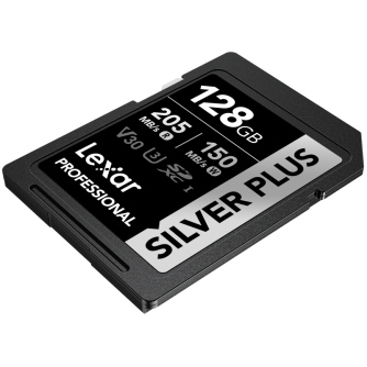 Memory Cards - LEXAR SDXC PROFESSIONAL SILVER PLUS UHS-I/U3/A2/4K R205/W150 (V30) 128GB LSDSIPL128G-BNNNG - quick order from manufacturer