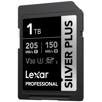 Memory Cards - LEXAR SDXC PROFESSIONAL SILVER PLUS UHS-I/U3/A2/4K R205/W150 (V30) 1TB LSDSIPL001T-BNNNG - quick order from manufacturer