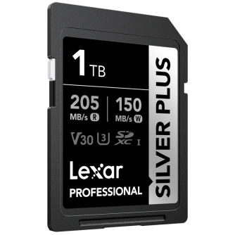 Atmiņas kartes - LEXAR SDXC PROFESSIONAL SILVER PLUS UHS-I/U3/A2/4K R205/W150 (V30) 1TB LSDSIPL001T-BNNNG - ātri pasūtīt no ražotāja