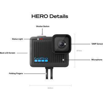 Sporta kameras - GoPro HERO 4K 2024 compact action camera 5m 4K30 2.7K60 12Mp Enduro 68g - быстрый заказ от производителя