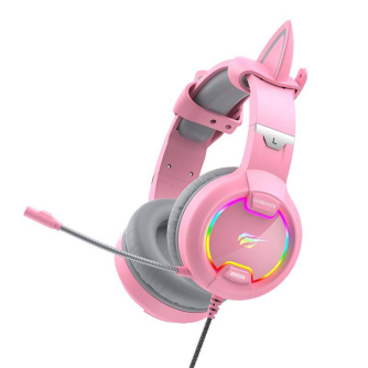 Austiņu mikrofoni - Gaming headphones Havit GAMENOTE H2233d RGB (pink) H2233d-pink - ātri pasūtīt no ražotāja