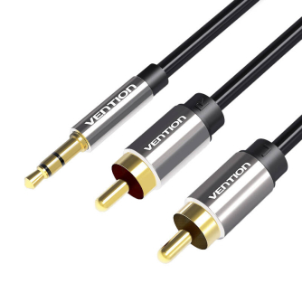 Audio vadi, adapteri - Cable Audio 3.5mm Male to 2x RCA Male Vention BCFBG 1.5m Black BCFBG - ātri pasūtīt no ražotāja