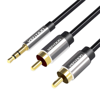 Audio vadi, adapteri - Cable Audio 2xRCA to 3.5mm Vention BCFBD 0.5m (black) BCFBD - ātri pasūtīt no ražotāja