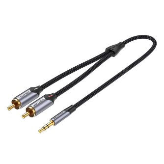 Аудио кабели, адаптеры - Cable Audio 2xRCA to 3.5mm Vention BCNBD 0.5m (grey) BCNBD - быстрый заказ от производителя