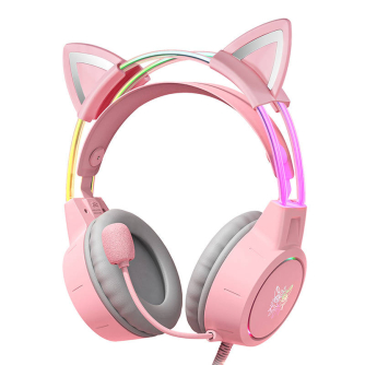 Головная гарнитура - Gaming headphones ONIKUMA X15Pro Pink Cats Ears X15PROP with cat ear - быстрый заказ от производителя