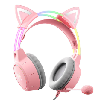 Headset Microphones - Gaming headphones ONIKUMA X15Pro Pink Cats Ears X15PROP with cat ear - quick order from manufacturer