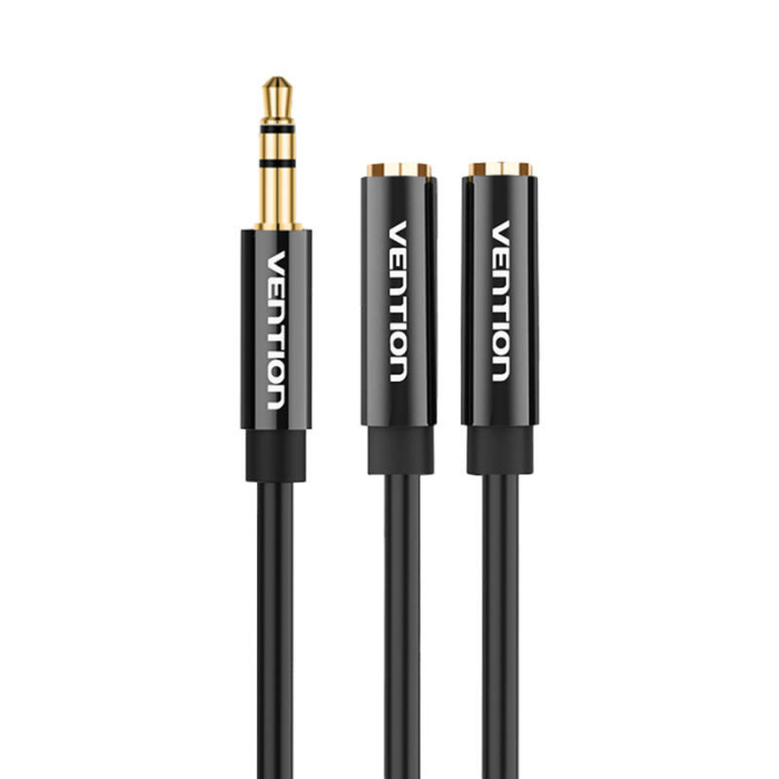 Audio vadi, adapteri - Audio Splitter 3.5mm Male to 2x 3.5mm Female Vention BBSBY 0.3m Black BBSBY - ātri pasūtīt no ražotāja