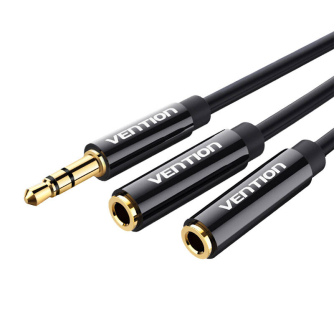 Audio vadi, adapteri - Audio Splitter 3.5mm Male to 2x 3.5mm Female Vention BBSBY 0.3m Black BBSBY - ātri pasūtīt no ražotāja