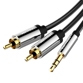 Audio vadi, adapteri - Cable Audio 3.5mm Male to 2x RCA Male Vention BCFBH 2m Black BCFBH - ātri pasūtīt no ražotāja