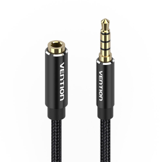 Audio cables, adapters - Cable Audio TRRS 3.5mm Male to 3.5mm Female Vention BHCBF 1m Black BHCBF - quick order from manufacturer