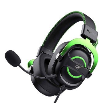 Austiņu mikrofoni - Gaming Headphones Havit H2002E (Black-Green) H2002E-BG - ātri pasūtīt no ražotāja