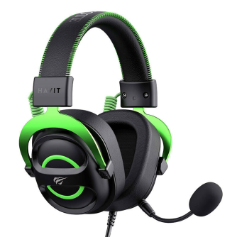 Austiņu mikrofoni - Gaming Headphones Havit H2002E (Black-Green) H2002E-BG - ātri pasūtīt no ražotāja