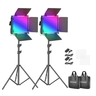 LED панели - Neewer 660 PRO RGB LED studio set, two 50W 3200-5600K lamps + tripods + gates B08M5SCZLT - быстрый заказ от произво