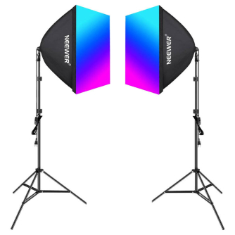 Софтбоксы - Kit Neewer NK800 two softboxes + bulbs RGB 24W 2700-6500K + tripods + barndoors B0CF55TW5J - быстрый заказ от произв