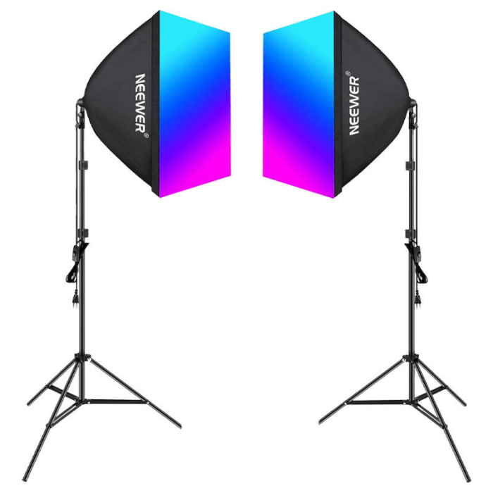 Софтбоксы - Kit Neewer NK800 two softboxes + bulbs RGB 24W 2700-6500K + tripods + barndoors B0CF55TW5J - быстрый заказ от произв