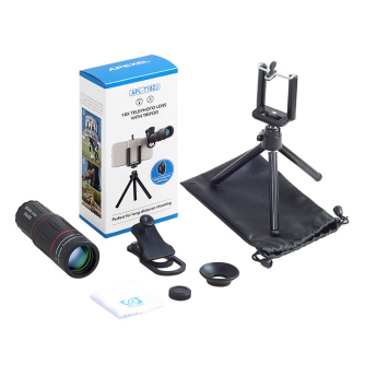 Mobile Phones Tripods - APEXEL APL-T18ZJ 18X camera lens with tripod (black) APL-T18ZJ - quick order from manufacturer