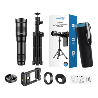 Telefonu statīvi - APEXEL 36X camera lens APL-36XJJ020 with tripod (black) APL-36XJJ020 - ātri pasūtīt no ražotāja