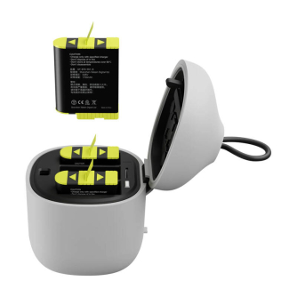 Sporta kameru aksesuāri - Telesin Allin box triple-channel charger + 3 batteries for GoPro Hero 12 / 11 / 10 / 9 (yellow) GP-BTR-906 - ātri pasūtīt no ražotāja