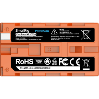 Camera Batteries - SMALLRIG 4971 NP-F550 USB-C RECHARGEABLE CAMERA BATTERY ORANGE 4971 - quick order from manufacturer