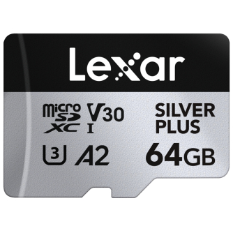 Sortimenta jaunumi - LEXAR MICROSDXC PROFESSIONAL SILVER PLUS UHS-I/U3/A2/4K R205/W100 (V30) 64GB LMSSIPL064G-BNANG - ātri pasūtīt no ražotāja