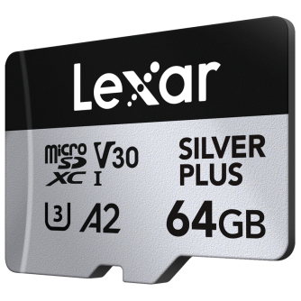 New products - LEXAR MICROSDXC PROFESSIONAL SILVER PLUS UHS-I/U3/A2/4K R205/W100 (V30) 64GB LMSSIPL064G-BNANG - quick order from manufacturer