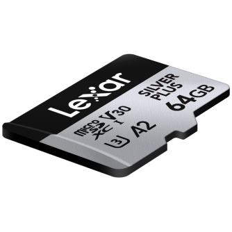 New products - LEXAR MICROSDXC PROFESSIONAL SILVER PLUS UHS-I/U3/A2/4K R205/W100 (V30) 64GB LMSSIPL064G-BNANG - quick order from manufacturer