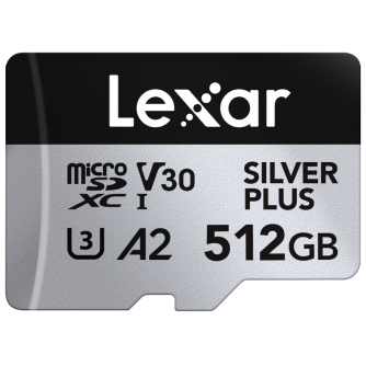 Didelis atminties - LEXAR MICROSDXC PROFESSIONAL SILVER PLUS UHS-I/U3/A2/4K R205/W150 (V30) 512GB LMSSIPL512G-BNANG - быстрый за