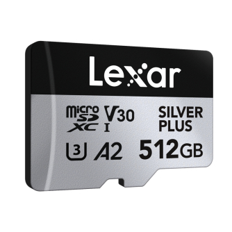 Sortimenta jaunumi - LEXAR MICROSDXC PROFESSIONAL SILVER PLUS UHS-I/U3/A2/4K R205/W150 (V30) 512GB LMSSIPL512G-BNANG - ātri pasūtīt no ražotāja