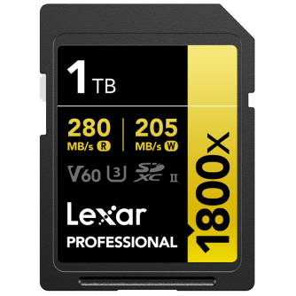 New products - LEXAR SDXC PRO 1800X U3 UHS-II R280/W210 (V60) 1TB LSD1800001T-BNNNG - quick order from manufacturer