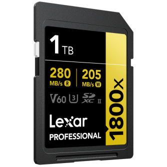 New products - LEXAR SDXC PRO 1800X U3 UHS-II R280/W210 (V60) 1TB LSD1800001T-BNNNG - quick order from manufacturer